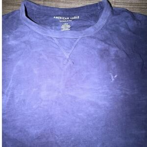 American Eagle Super Soft Blue Distressed Large Short Sleeve Cotton T-Shirt